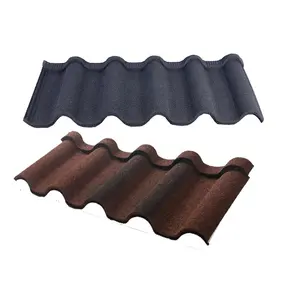 Wholesale Black brown mixed color Deep roman stone/sand coated metal Roof Sheet galvanized zinc metal roofing tiles