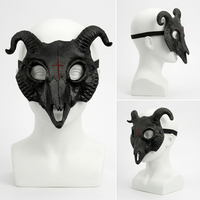 Masque de tête de chèvre gothique pour adulte, tête d'animal, crâne, masque effrayant, visage réaliste, cosplay, décoration de fête d'Halloween, accessoire pour événements sur le thème de l'horreur