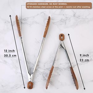 Eco-Friendly Creative Stainless Steel Wooden Black Walnut Olive Solid <b>BBQ</b> Salad Meat Garlic Fry Food Tongs With a Buckle - Product Image 2