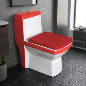 Nuevo Modelo de Inodoro de Cerámica Decorativa Roja de Una Pieza, Sifónico, con Sifón en S, Montado en el Suelo - Product Image 1