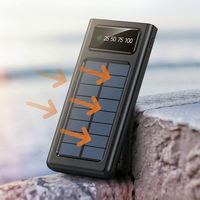 Logo du client Câble intégré Banque d'énergie solaire Grande capacité 10000mah Panneau solaire Charge Banque d'énergie solaire avec lumière