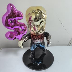 Escultura de colores cromados de resina de alta calidad, estatuas de la serie de arte <span class=keywords><strong>Monopoly</strong></span>, Niño de dibujos animados <span class=keywords><strong>Alec</strong></span> con letrero de dinero para galería de artes - Product Image 1