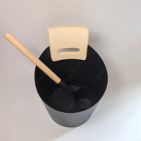Ensemble seau et louche de sauna en aluminium noir, accessoires de sauna pour tout type de baril ou sauna traditionnel