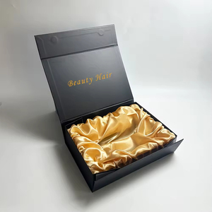 Wholesale Luxury Black Velvet Lace Wig Packaging Kit Custom Logo <b>Magnetic</b> Grey Board Folder - Product Image 3