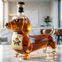 Bouteille à whisky en verre borosilicate de haute qualité, design Teckel, pot à vin mousseux scellé en verre – Idéal pour les cadeaux d'affaires et les foyers