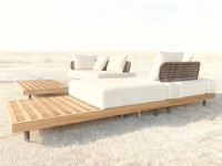 Ensemble de jardin patio extérieur de qualité haut de gamme de luxe Ensemble de canapés en corde de bois de teck Meubles tous temps