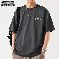 Kaos Pria Custom OEM/ODM Heavyweight dengan Logo Cetak, Ukuran US Oversized Streetwear, Drop Shoulder, Sablon Custom untuk Pria