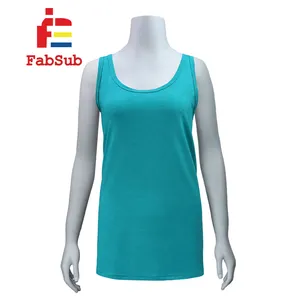 Tank top sublimasi tanpa lengan wanita, tank top polos poliester pembalap punggung tanpa lengan untuk cetak kustom