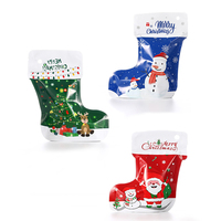 Sachet cadeau de Noël en aluminium refermable, forme spéciale personnalisée, pochette verticale pour l'emballage de bonbons et de gommes