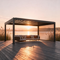 Pérgola Moderna de Aluminio con Techo de Láminas de Control Eléctrico, Gazebo Impermeable con Certificación EMC REACH para Clubes al Aire Libre