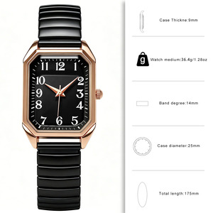Montre à quartz de luxe pour femme <span class=keywords><strong>W198</strong></span>, version coréenne, carrée, en cuir et alliage, verre, strass, pour affaires, version internationale - Product Image 6