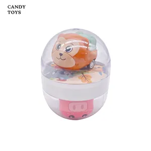 Cartoon Candies Toy Lovely Pig Monkey Animal Sliding Car Egg Surprise Games Hard Candy Toy