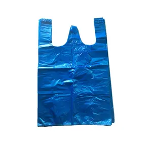 Blue Clear PE Eco Friendly Custom Transparent Shopping T-shirt Plastic Bags