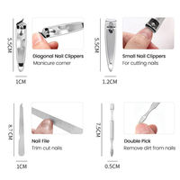 Coupe-ongles professionnel en acier inoxydable, ensemble de manucure, kit de toilettage de voyage, ensemble de manucure et pédicure, kit de beauté, 7 pièces améliorées