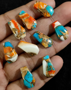 Ostra Espinosa Natural, Turquesa con Cambio de Color, Forma de Ataúd, Cabujón Liso, Gema para Joyería, Collar, Anillo, Piedra de Nacimiento - Product Image 2