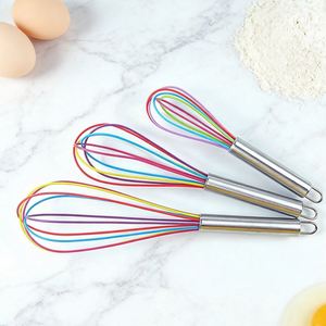Fouets mélangeurs en silicone colorés avec poignée en acier inoxydable, vente en gros personnalisée, produit phare d'usine - Product Image 5