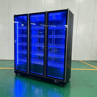 Réfrigérateur vertical à trois portes vitrées, température unique, refroidissement par air, pour supermarché