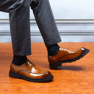 Zapatos Oxford de Cuero Genuino con Cordones, Estilo Británico de Alta Gama, Formales para Negocios, con Punta en Pico, Hechos a Mano, Impermeables para Hombre - Product Image 5