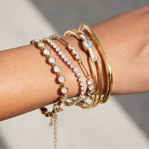 Bracelet ouvert en acier inoxydable pour femmes, bijoux élégants empilables, style européen et américain, bracelet en acier titane - Product Image 2
