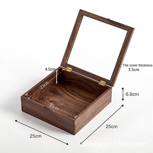 Boîte d'emballage cadeau en bois massif en vrac, boîte d'affichage en noyer noir naturel avec fenêtre transparente, vente en gros - Product Image 5