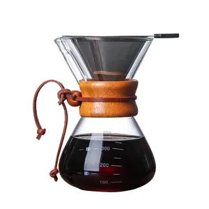 W Ecocoffee-cafetera de cocina con filtro de acero inoxidable, 400ml, a prueba de calor, de vidrio, para compartir café
