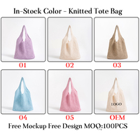 Sac à main au crochet personnalisé avec étiquettes tissées, sac à bandoulière tricoté esthétique pour cadeaux d'événements de marque, faible MOQ, service DDP