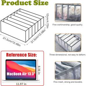 Bolsa de Almacenamiento de Ropa de Nailon, Organizador de Armario con Divisores, Caja de Almacenamiento Plegable de Malla para Ropa Interior, Sujetadores y Calcetines - Product Image 4