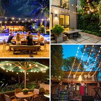 TSINYE 25ft 50ft Patio Lights G40 Ampoules LED incassables (2 de rechange) Guirlandes lumineuses étanches pour l'extérieur Guirlandes lumineuses suspendues