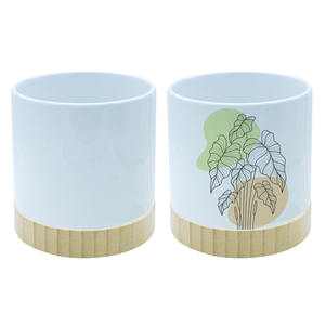 Maceta de Cerámica Sublimable con Base de Bambú, Superficie Imprimible para Diseño Personalizado de Macetas y Decoración del Hogar - Product Image 3