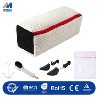 Lot en gros personnalisable : Étendoir à chaussures carré en chenille avec accessoires complets, embauchoirs, brosse et sac de lavage pour chaussures