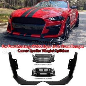 Ailerons de spoiler d'angle de pare-chocs avant pour Ford Mustang tous modèles 15-21 modifiés avec pare-chocs GT500 MP noir mat - Product Image 1