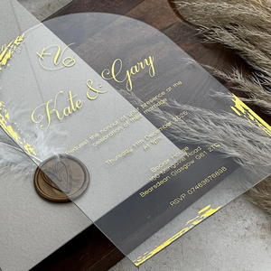 Invitación Acrílica Elegante Personalizada con <span class=keywords><strong>Arco</strong></span> Dorado, Sobre con Monograma y Sello de Cera, Juego de Invitaciones Modernas para Ceremonia de Matrimonio - Product Image 4