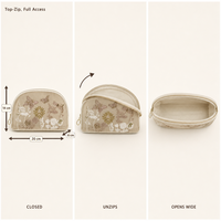Pochette cosmétique en maille brodée en forme de coquille, avec broderie florale papillon, pour femmes, organiseur de toilette de voyage