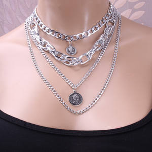 Colliers chaînes de mode multicouches en alliage de zinc doré pour usage quotidien, chaîne de pull, bijoux pour femmes - Product Image 4