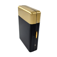 Étui à cigarettes en métal noir et or personnalisé, surface côtelée, fin et portable, porte-cigarettes de poche