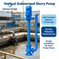 Pompe à boues submersible verticale anti-corrosion pour eaux usées industrielles, en fer, haute efficacité, haute pression