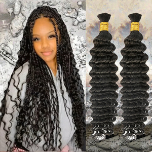 XCCOCO Cheveux Humains en Gros Ondulés Profonds pour Tressage, Bouclés Profonds, Double Trame Faite à la Machine, Extensions de Cheveux Brésiliens Remy 100 Grammes Colorés - Product Image 3