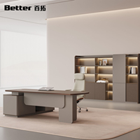 Bureau de direction ergonomique en forme de L moderne avec finition en bois durable et blanc, montage facile et rangement intégré pour utilisation informatique