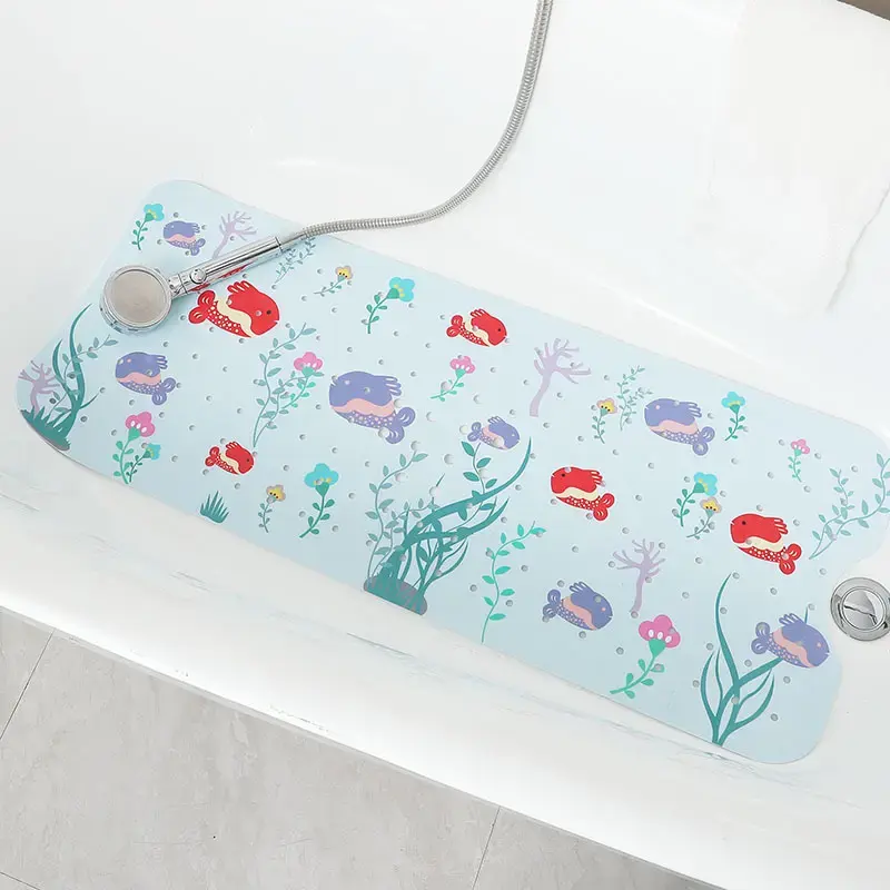 Extra Long 100*40cm Machine Washable Multi Print Color Non Slip Durable Pvc Bathtub Mat for Kids Safe Showering Mat