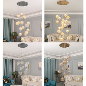 Đèn chùm cầu thang JACKSUN 15 bóng LED, kiểu dáng dài, bóng thủy tinh, chiều dài có thể điều chỉnh, thiết bị chiếu sáng treo - Product Image 3