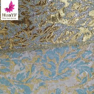 XK430ブルーメタリックジャカードブロケード生地100% ポリエステル生地ドレス衣服用3Dパターンジャカード - Product Image 3
