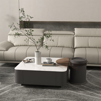 Ensemble de canapé sectionnel moderne en cuir noir, 3 places, fauteuil, ottoman, structure métallique, meubles modulaires pour salon, OEM ODM