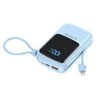 Batterie externe 10000mAh à charge rapide PD 22.5W avec câbles, affichage LED, format mince pour iPhone 17/16/15/14/13/12, Série Galaxy