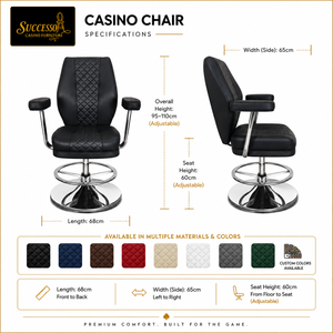 Successor Rollenstuhl für Casino-Spielautomaten mit Stabiler Basis und Ergonomischem Kissen für Pokertische und Hochwertige Casinos - Product Image 3