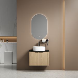 Nouveau design 2026 : Meuble <span class=keywords><strong>de</strong></span> <span class=keywords><strong>salle</strong></span> <span class=keywords><strong>de</strong></span> <span class=keywords><strong>bain</strong></span> mural en PVC <span class=keywords><strong>de</strong></span> 60 cm avec vasque en céramique et <span class=keywords><strong>miroir</strong></span> LED - Product Image 4