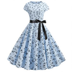 Vestido Midi Vintage de Verano para Mujer, Estilo Años 50 y 60, Swing Rockabilly, Línea A, Chifón, Estampado Floral, para Oficina, Fiesta, Casual - Product Image 4