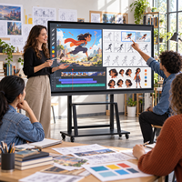 Tableau blanc interactif intelligent BOLAN OEM ODM, multi-touch, écran tactile infrarouge 10 points, écran LCD 4K, luminosité 350 cd/m2, cadre en aluminium