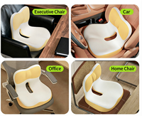Coussin de siège ergonomique 2-en-1 en mousse à mémoire de forme avec soutien lombaire, haute résilience pour le bureau et la voiture - Soulagement des douleurs dorsales, respirant