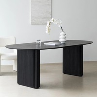 Table à Manger Ovale Moderne Scandinave Française Atunus en Bois Massif et MDF Blanc Minimaliste Nordique 6 Places