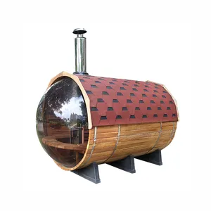 Fournisseur chinois extérieur en bois de cèdre rouge, salle de sauna avec poêle à bois et pierres